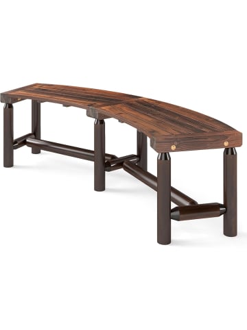 COSTWAY Gartenbank gebogen 3 Sitzer in Braun