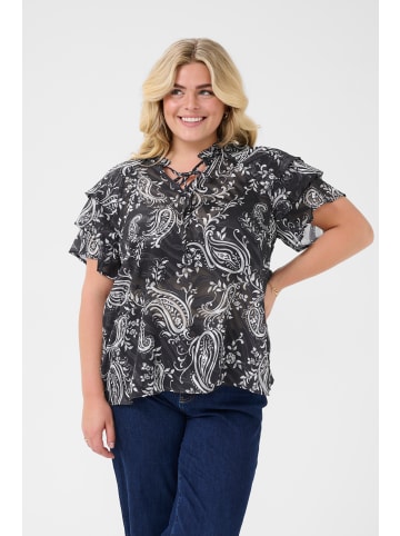 KAFFE curve Kurzarm-Bluse KClectra Regular fit in Black/Turtledove paisley