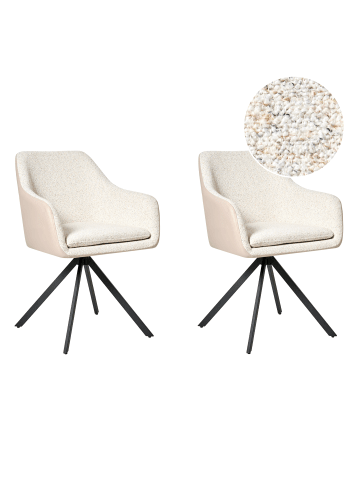 Beliani 2er-Set Esszimmerstuhl LITHIA in Beige/Schwarz