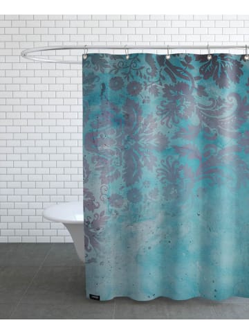 Juniqe Duschvorhang "Grunge Damask" in Blau & Grau