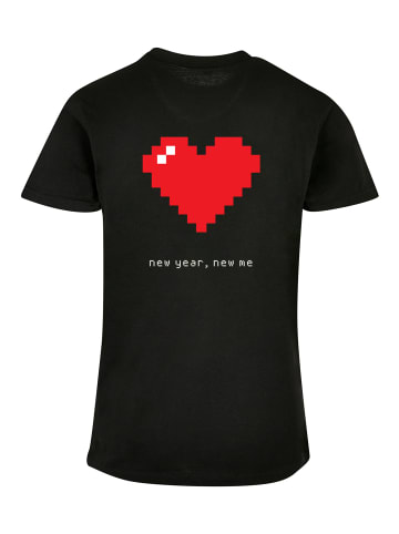 F4NT4STIC T-Shirt Happy New Year Pixel Herz in schwarz