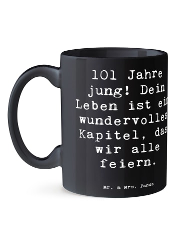 Mr. & Mrs. Panda Tasse Spruch 101. Geburtstag Feier mit Spruch in Schwarz