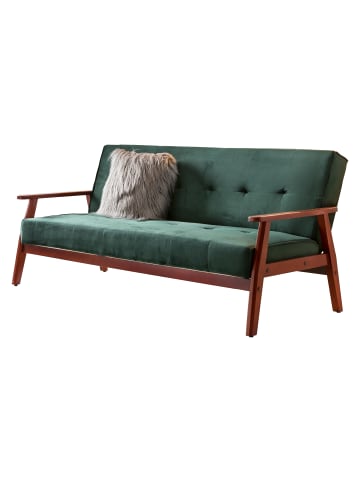 SalesFever Sofa 3-Sitzer mit Relax- und Schlaffunktion und Bezug aus Samt in Tannengrün