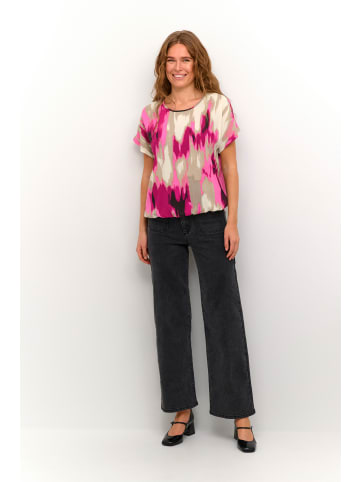 Kaffe Kurzarm-Bluse KAbeathe in Pink Abstract Print