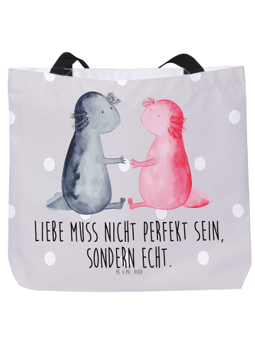 Mr. & Mrs. Panda Reisetasche Axolotl Liebe mit Spruch in Grau Pastell
