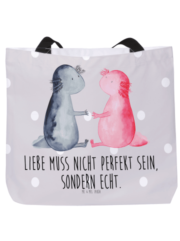 Mr. & Mrs. Panda Shopper Axolotl Liebe mit Spruch in Grau Pastell