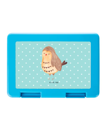 Mr. & Mrs. Panda Brotzeitbox Eule Zufrieden ohne Spruch in Türkis Pastell