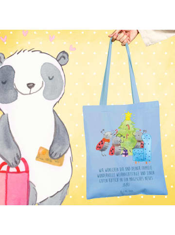 Mr. & Mrs. Panda Tragetasche Weihnachten Smörle mit Spruch in Sky Blue