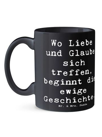 Mr. & Mrs. Panda Tasse Kirchliche Trauung Liebe Glaube mit Spruch in Schwarz