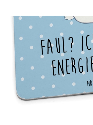 Mr. & Mrs. Panda Tischuntersetzer Eisbär Faul mit Spruch in Blau Pastell