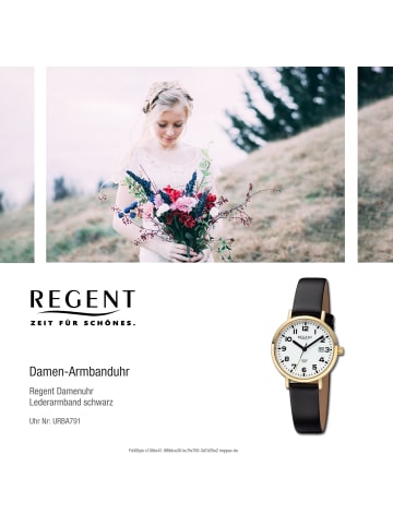 Regent Armbanduhr-Analog schwarz mittel (ca. 31,3mm) Regent Lederarmband