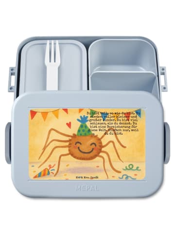 Mr. & Mrs. Panda Brotbox Spinne Agathe Party Design mit Spruch in Blau Pastell