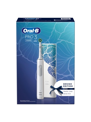 Oral-B Elektrische Zahnbürste "Pro 3 + Reiseetui Floral Design" in Weiß