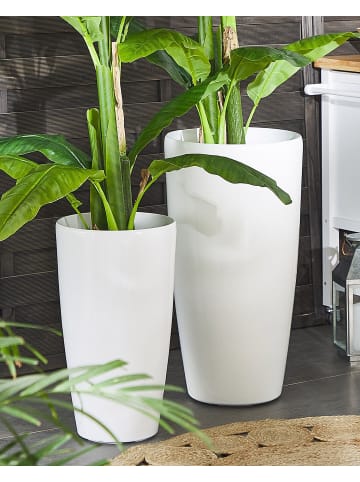 Beliani Outdoor Blumentopf TSERIA in Weiß - (W) 32 x (H) 58 x (L) 32 cm