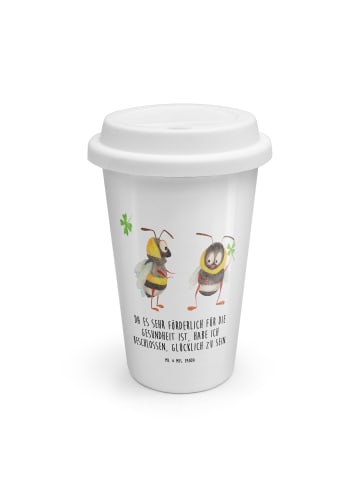 Mr. & Mrs. Panda Thermobecher Hummeln Kleeblatt mit Spruch in Weiß