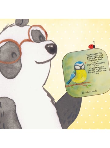Mr. & Mrs. Panda Glasuntersetzer Vogel Blaumeise Design mit Spruch in Weiß