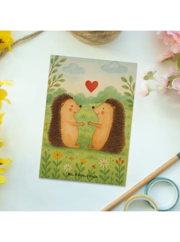 Mr. & Mrs. Panda Postkarte Igel Liebe Design ohne Spruch in Weiß