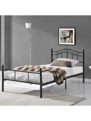 en.casa Metallbett Florenz in Schwarz (H)84cm (L)200cm (B)120cm