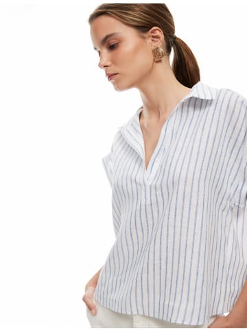 KOTON BLUSE SS in Blau Gestreift