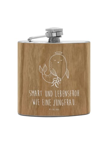 Mr. & Mrs. Panda Flachmann Sternzeichen Jungfrau mit Spruch in Braun