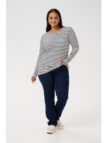 KAFFE curve Langarm-Shirt KClia in Chalk/Black-Windsurfer Heart