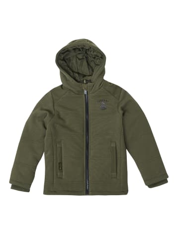 KOROSHI Gestrickte Jungenjacke mit Kapuze in khaki