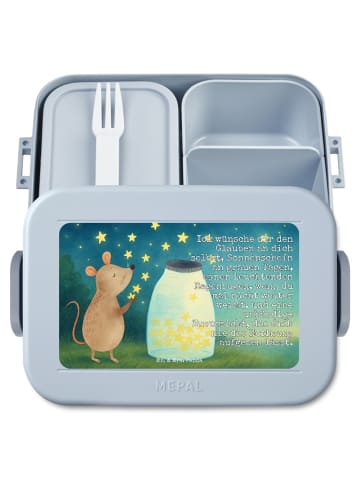 Mr. & Mrs. Panda Brotdose Maus Sterne Design mit Spruch in Blau Pastell