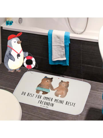 Mr. & Mrs. Panda Badteppich Bär Freundin mit Spruch in Weiß
