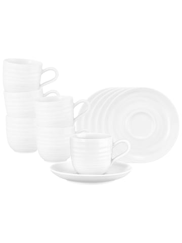 Seltmann Weiden 6er Set Espressotassen mit Untertassen Terra 0,09 l in Weiß