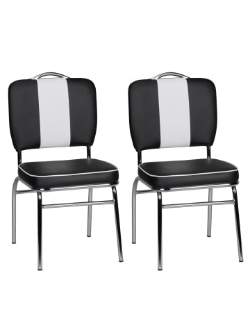 FineBuy Esszimmerstuhl in Schwarz / Kunstleder / 47x45x90