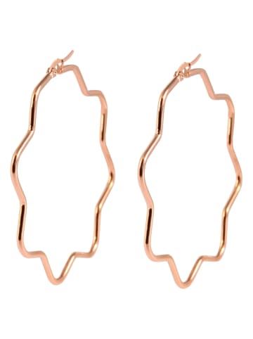 Adeliás Damen Ohrringe – Creole Blume aus Edelstahl in gold