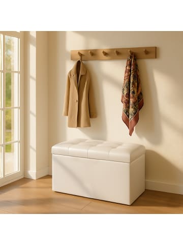 relaxdays Sitzbank in Weiß - (B)76 x (H)38 x (T)38 cm