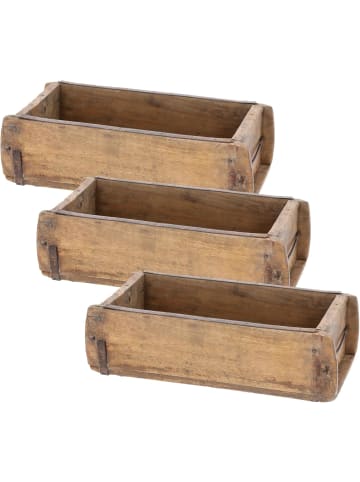 Novaliv Novaliv 3x Holzkiste Vintage 30 x 15 x 10 cm Alte Ziegelform Holz EIN in Braun