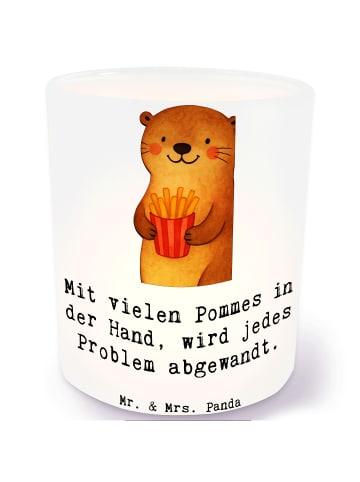 Mr. & Mrs. Panda Windlicht aus Glas Otter See Pommes mit Spruch in Transparent
