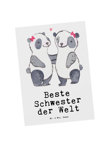 Mr. & Mrs. Panda Spruchkarte Panda Beste Schwester der Welt mit ... in Weiß