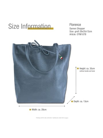 Florence Leder Shopper, Schultertasche Florence Tasche blau ca. 28cm