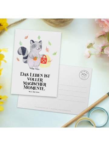 Mr. & Mrs. Panda Fotokarte Waschbär Laterne mit Spruch in Weiß