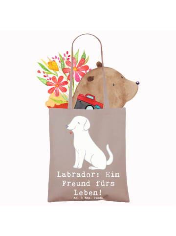 Mr. & Mrs. Panda Jutebeutel Labrador Freund mit Spruch in Braun Pastell
