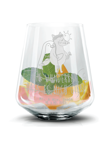 Mr. & Mrs. Panda Blümchentail Glas Pinguin Surfer ohne Spruch in Transparent