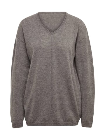 GOLDNER Basicpullover mit V-Ausschnitt in grau