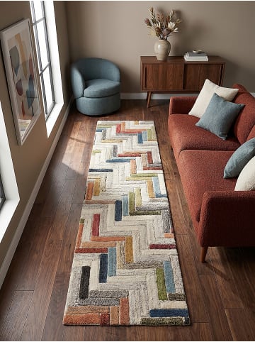 KADIMA DESIGN Teppich Wolle ESK Fischgrät Wohnzimmer Modern Geometrisch in Multicolor