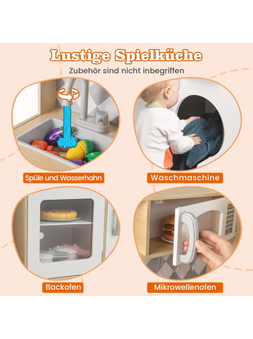 COSTWAY Kinderküche Holz in Beige