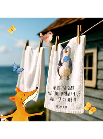 Mr. & Mrs. Panda Handtuch Pinguin Lolli mit Spruch in Weiß