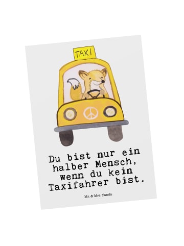 Mr. & Mrs. Panda Postkarte Taxifahrer Herz mit Spruch in Weiß