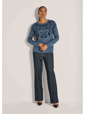 MADELEINE Eleganter Jacquard-Pullover mit Rundhals in rauchblau / nebelblau