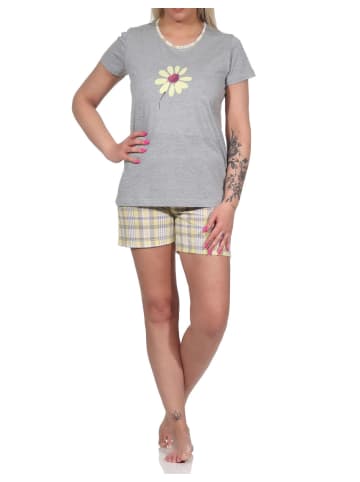 NORMANN e Pyjama kurzarm Shorty Fontprint - 74578 in gelb