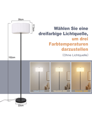 ZMH Stehlampe 1-flammige G9 in weiß Papier