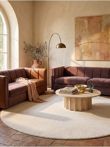 KADIMA DESIGN Rundteppich Uni Antirutsch weich wohnlich Wohnzimmer Schlafzimmer in Creme