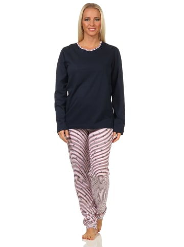 NORMANN langarm Schlafanzug Pyjama Streifen - 66234 in navy