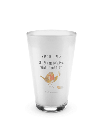 Mr. & Mrs. Panda Longdrinkglas Rotkehlchen Federn mit Spruch in Transparent